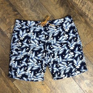J. CREW Men’s Floral Print Swim Trunks, 35 W, EUC